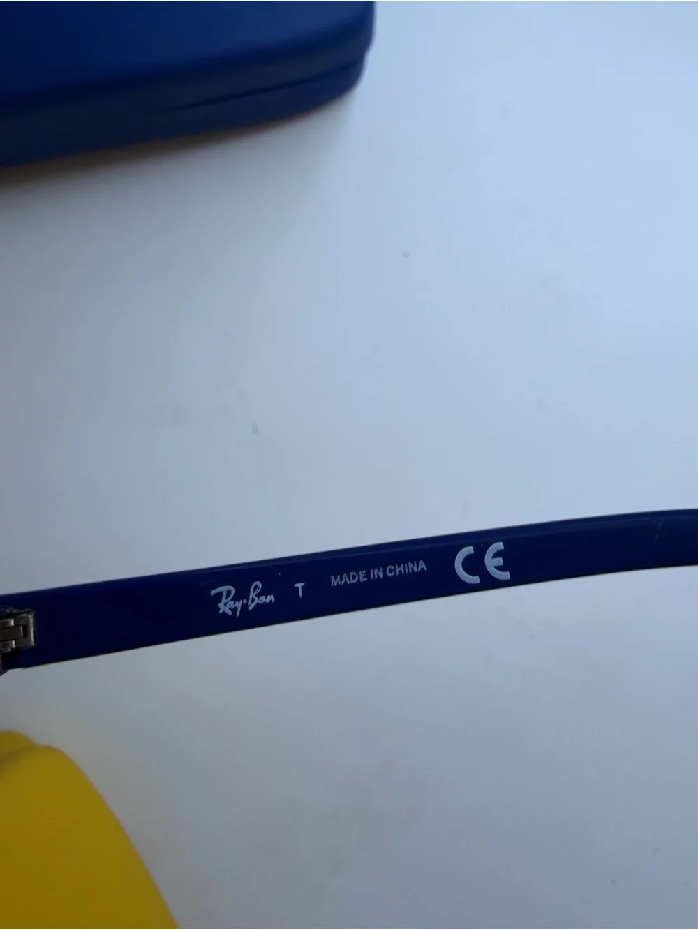 Ray-Ban Clear Frame Kids Glasses with Blue Temples and Blue Case